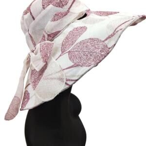 Stylish Wide Brim Leaf Print Sun Hat